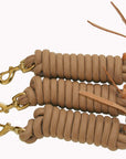 AJ Tack 9 Foot Nylon Lead Rope with Leather Popper - Set of 3