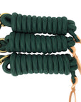 AJ Tack 9 Foot Nylon Lead Rope with Leather Popper - Set of 3