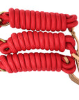 AJ Tack 9 Foot Nylon Lead Rope with Leather Popper - Set of 3