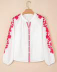Floral Embroidered Puff Long Sleeve Shirt