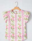 Floral Layered Ruffle Sleeve Top