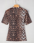 Leopard Wrap V-Neck Top