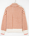 Stripe Cowl Neck Drop Shoulder Sweater