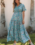 Aila Boho Holiday Ruffle Tiered Maxi Dress
