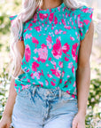 Alexia Ruffled Flutter Sleeve Ruched Blouse