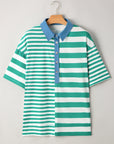 Ari Stripe Half Buttons Top