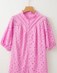 Arielle Embroidered Hollow-out Puff Sleeve Blouse
