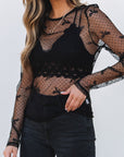Bow Mesh Long Sleeve Top