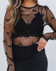 Bow Mesh Long Sleeve Top