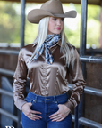 CHOCOLATE SATIN PERFORMANCE RODEO SHIRT