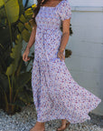 Floral Bubble Sleeve Maxi Dress
