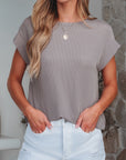 Corded Knit Wide Sleeve T-Shirt