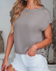 Corded Knit Wide Sleeve T-Shirt