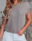 Corded Knit Wide Sleeve T-Shirt