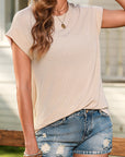 Corded Knit Wide Sleeve T-Shirt