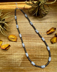 Blue Lace Agate & Sterling Silver Pearl Necklace – 20 ½” Plus Extender