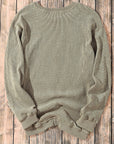 Solid Ribbed Knit Round Neck Pullover Sweatshirt