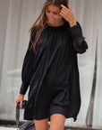 Rowan Solid Bishop Sleeve Pleated Mini Dress