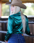 EMERALD SATIN PERFORMANCE RODEO SHIRT
