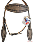 HILASON Western Horse Headstall Breast Collar Set Tack Genuine American Leather