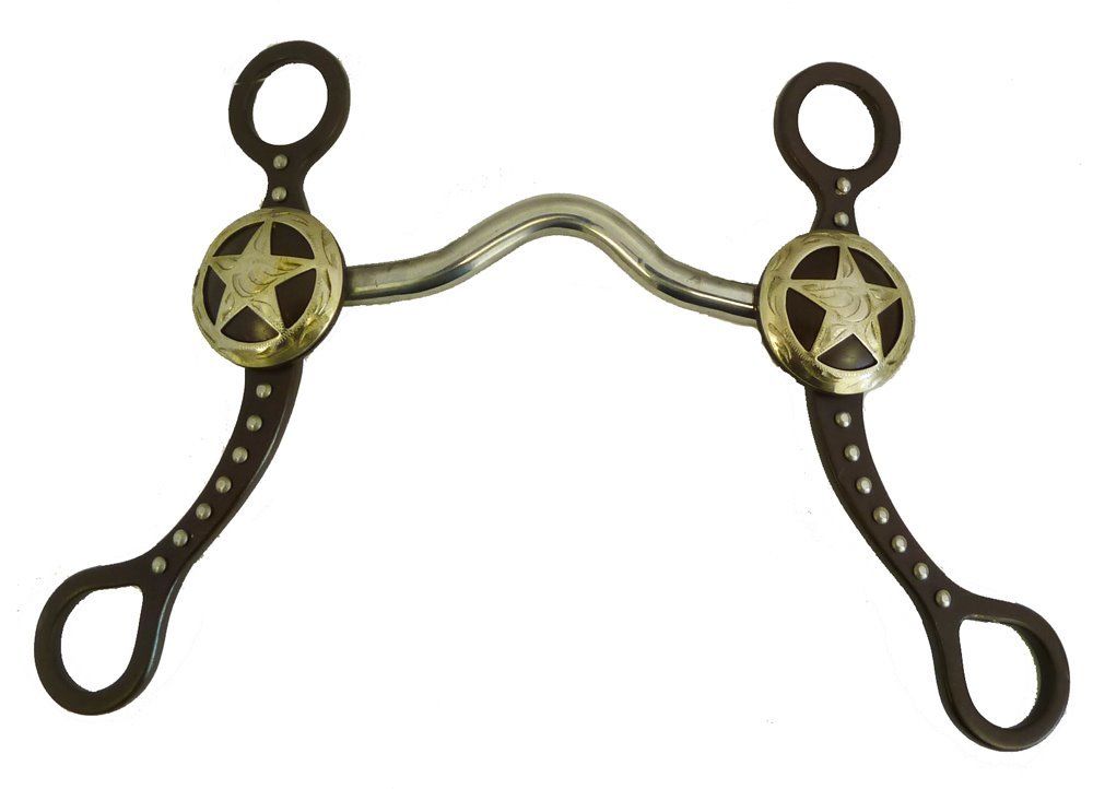 AJ Tack Texas Star Low Port Show Bit Sweet Iron Antique Brown Color Copper Inlay 5"