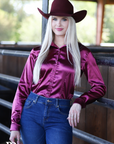 DEEP PLUM SATIN PERFORMANCE RODEO SHIRT