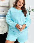 Plus Size Solid Pullover Top and Shorts Set