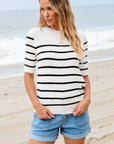 Maisy Striped Half Sleeve Knitted Top