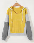 Margot Stripe Drawstring Loose Fit Hooded Top