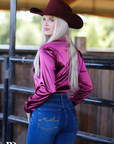 DEEP PLUM SATIN PERFORMANCE RODEO SHIRT