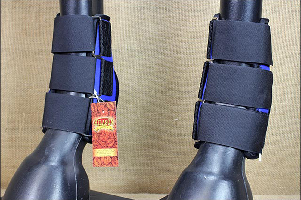 Hilason Western Horse Tack Leg Protection Deluxe Skid Boots - Blue