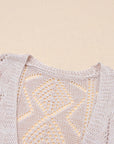 Solid Openwork Knit Button-Up Cardigan