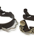 AJ Tack Men's Antique Brown Bumper Spurs with Silver Cross and Floral Engraving