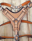 Large Leather Dog Harness Tan Padded Genuine With Matching Leash Hilason