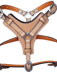 Large Leather Dog Harness Tan Padded Genuine With Matching Leash Hilason