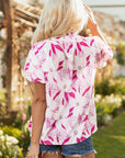 Etta Floral Frilled Collar Short Sleeve Blouse