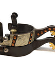 AJ Tack Youth Antique Brown Western Engraved Spurs with Copper Dots