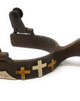 AJ Tack Youth Antique Brown Three Cross Western Spurs
