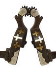 AJ Tack Youth Antique Brown Three Cross Western Spurs