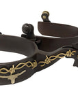 AJ Tack Men's Antique Brown Longhorn and Barbwire Spurs
