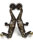 AJ Tack Youth Antique Brown Longhorn and Barbwire Spurs