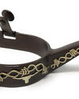 AJ Tack Youth Antique Brown Longhorn and Barbwire Spurs