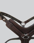 Sml Hilason Western Padded Dog Harness Genuine Leather Stainless Steel Black