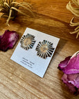 Square Cross Stud Earrings with Cactus Stamp – Sterling Silver