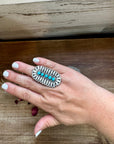 Cluster Ring - Adjustable - kingman turquoise and sterling silver