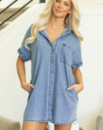 Rivka Pocketed Button up Denim Tunic Dress