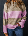 Renata Stripe Crew Neck Wide Sleeve Colorblock Sweater