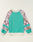 Plaid Paisley Patchwork Long Sleeve Top