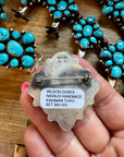 Complete Squash Blossom Set – Kingman Turquoise – Sterling Silver – Navajo Made by Wilson Dawes