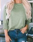 Dani Smocked 3/4 Sleeve Casual Loose Top